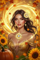 Mega Power Autumn Unlock your Edge Glow Poise and Pull Spell ~ Turns Dull Days into Dazzling Breakthroughs ~ Spark Invincible Charisma Beauty Appeal - Revive Shine for Draws and Defenses + Enchanted Rhinestone Sunflower Brooch Pin