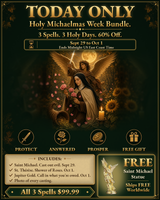 Michaelmas Week Magick Bundle: St. Michael Sword of Light + St. Thérèse Shower of Roses + Jupiter’s Golden Kalends Money Spell ~ 3 Castings Sept 29–Oct 1 ~ Protection, Answered Prayers & Prosperity + FREE St. Michael Statue Worldwide