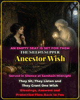 <p>One chair at my table this Samhain will be set for someone you love who has passed on. They are coming to dinner, and they are bringing a gift.</p>
<p>On Saturday, October 31, the Sun burns in Scorpio, the sign of death, rebirth and hidden power. The waning Moon moves through Cancer, ruler of home, family and the deepest feelings, and in the early evening Eastern time it goes void of course, slipping loose from the ordinary rules until just after midnight. Mercury is retrograde in Scorpio until November 13, pulling buried secrets and old business back to the surface, and Venus is retrograde in Libra, reopening every question of love, fairness and what is owed. This is Samhain, the Witches' New Year, when the veil between the living and the dead is at its thinnest.</p>
<p>The Silent Supper is one of the oldest and most haunting Samhain customs. On the night the veil thins, a meal is laid out in total silence. Places are set for the living, and one place is set for the dead, with a chair left empty for the guest no one can see. No word is spoken from the first candle to the last crumb, because silence is the language the dead understand best. Old tradition says that a spirit honored at this table does not leave empty-handed. They leave behind a blessing, and sometimes they grant the wish of the one who invited them.</p>
<p><strong>Very effective for:</strong></p>
<ul>
<li>A wish you have carried quietly for years and never said out loud</li>
<li>Wanting a parent's or grandparent's blessing on a marriage, a move or a new baby</li>
<li>A wish for a loved one's health or recovery</li>
<li>Unspoken goodbyes and the feeling that something was left unfinished</li>
<li>A family recipe, business or tradition you want to succeed in their honor</li>
<li>Needing courage for a decision they would have helped you make</li>
<li>A wish for a home, a pregnancy or a new job</li>
<li>Feeling unprotected since they passed</li>
<li>Wanting a sign that they approve of the life you are building</li>
<li>A wish for a peaceful family holiday season after a loss</li>
</ul>
<p>Unchecked, the wish you never speak stays locked in your heart, and the blessing waiting for you on the other side is never claimed.</p>
<p><strong>The Unexpected Power of the Silent Supper</strong></p>
<p>The results often show up as:</p>
<ul>
<li>A wish beginning to unfold in surprising ways</li>
<li>The feeling of a loved one standing behind you</li>
<li>Dreams in which they come and speak</li>
<li>Warm coincidences, such as their favorite song or flower appearing</li>
<li>Family tension softening</li>
<li>A calm, protected feeling in your home</li>
</ul>
<p><strong>Needed:</strong></p>
<ul>
<li>Your full name, birth date and photo if available</li>
<li>The name of your departed loved one and their relationship to you</li>
<li>A photo of them if available</li>
<li>The wish or blessing you are asking for</li>
</ul>
<p>Your spell photo is emailed to you once your casting is complete.</p>
<p>Order by Saturday, October 31 at 9:00 PM Eastern for a seat at the Samhain table!</p>