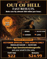 *October Special ~ Like a Bat Out of Hell ~ Wings of Velocity New Moon Speed Manifestation Spell ~ Remove Blocks ~ Accelerate Your Goals ~ Fast Moving Results in Career, Love & Creativity