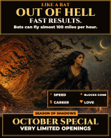 *October Special ~ Like a Bat Out of Hell ~ Wings of Velocity Full Moon (Hunter's Moon) on Monday, October 26, 2026 Speed Manifestation Spell ~ Remove Blocks ~ Accelerate Your Goals ~ Fast Moving Results in Career, Love & Creativity