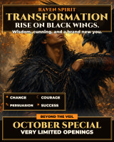 *October Special ~ Mysterious Magickal Raven Spirit Animal Powers Bestowed on You ~ Transformation & Rejuvenation ~ Clear What No Longer Serves You ~ Become Persuasive, Fearless & Successful