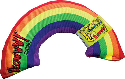 This bright, fun rainbow toy for cats is stuffed with organic catnip of the highest quality. Cats love to rub on it, kick it, hug it, and chew on it, for hours of fun.