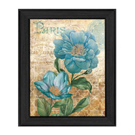 ED305-405 BLK "Paris Blue II" is a 12"x16" print framed in a Colonial 405 Black frame.  This artwork features a beautiful painting of blue flowers with a decorative background in beautiful subtle colors by artist Ed Wargo.  The print has an archival, protective, textured finish so no glass is needed, and is ready to hang. Made in the USA by skilled American workers.
