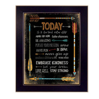 MA2046A-712 BLK "Today is a Brand New Day" is an 20"x26" print framed in a 712 Black frame.  This artwork by artist Marla Rae features a design of colorful arrows with text about affirmations “Pursue your passion…etc”. The print has an archival, protective, textured finish so no glass is needed, and is ready to hang. Made in the USA by skilled American workers.