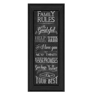 SB231-405 BLK “Family Rules” is a 12”x36” art print framed in Colonial 405 Black of the typography art of Susan Ball about family rules. The print has an archival, protective, textured finish so no glass is needed, and is ready to hang. Made with pride in the USA by skilled American workers.