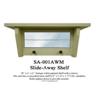 SA-00AWM   Slide-away/Hidden Shelf painted antique white w/mirror