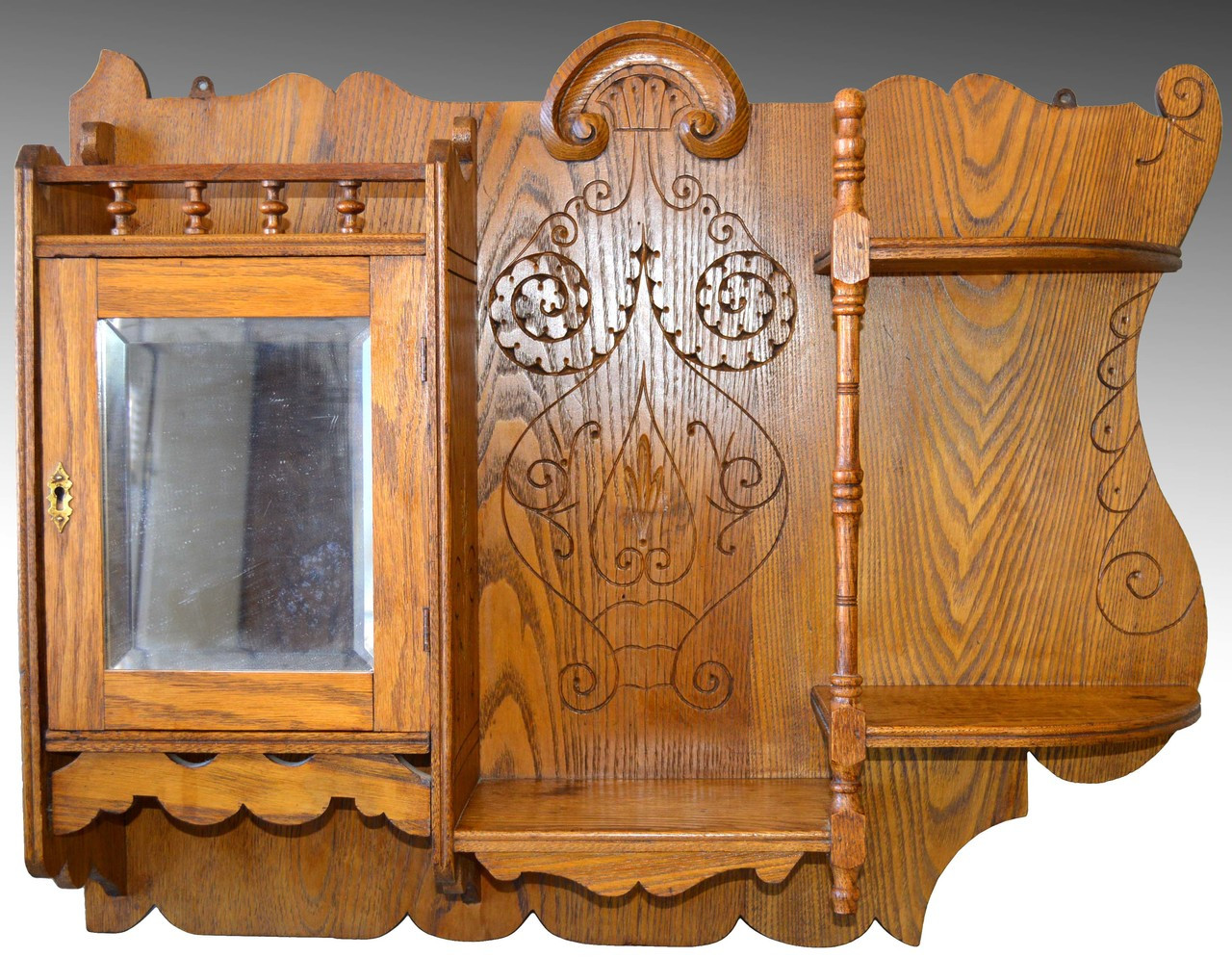 Sold Oak Carved Victorian Medicine Cabinet What Not Shelf