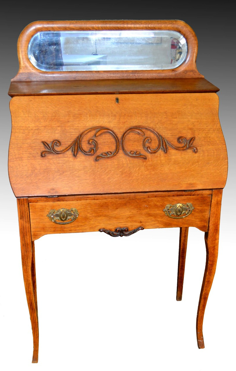 17252 Oak Ladies Slant Top Desk With Mirror By Larkin Maine