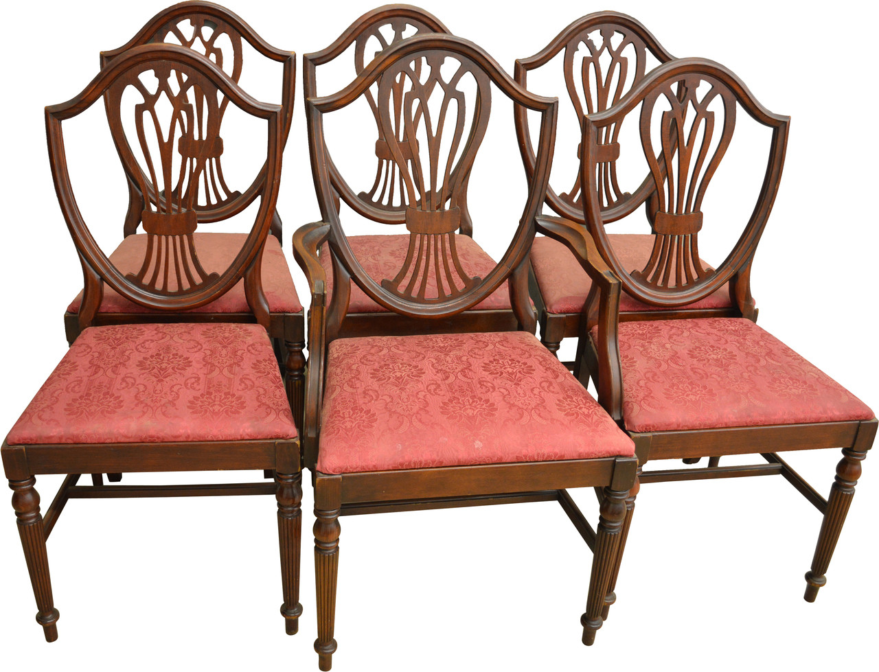 Sold Set Of 6 Mahogany Shield Back Dining Chairs Maine Antique Furniture