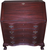 Sold Mahogany Ox Bow Ball And Claw Slant Top Desk Maine Antique