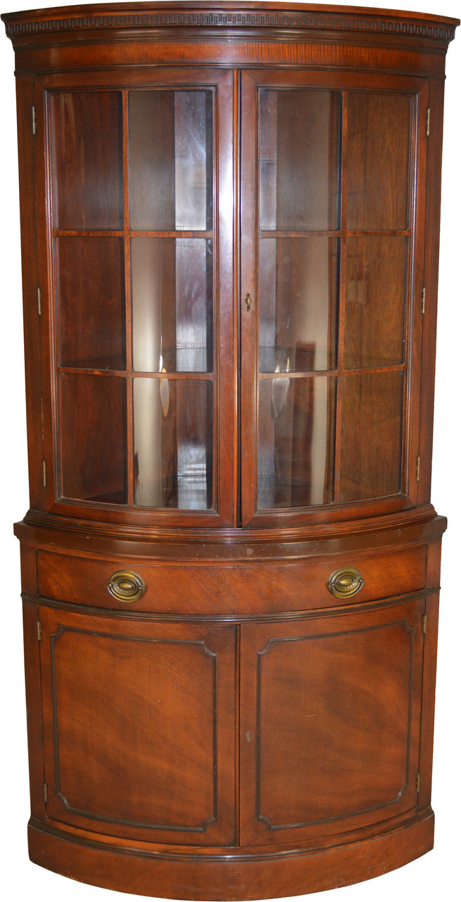 Sold Mahogany Duncan Phyfe Corner China Cabinet By Drexel Maine