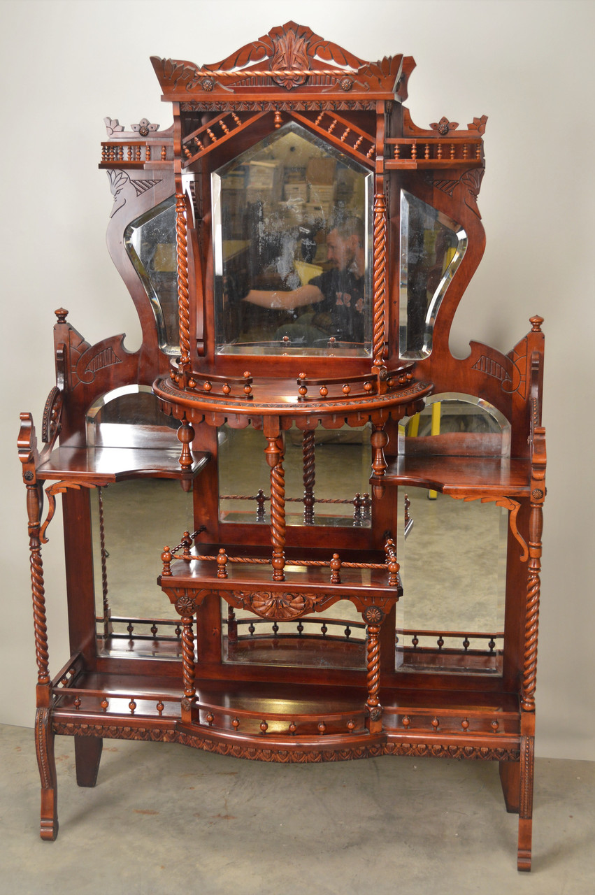 Sold Extraordinary Carved Eastlake Cherry Etagere Maine Antique