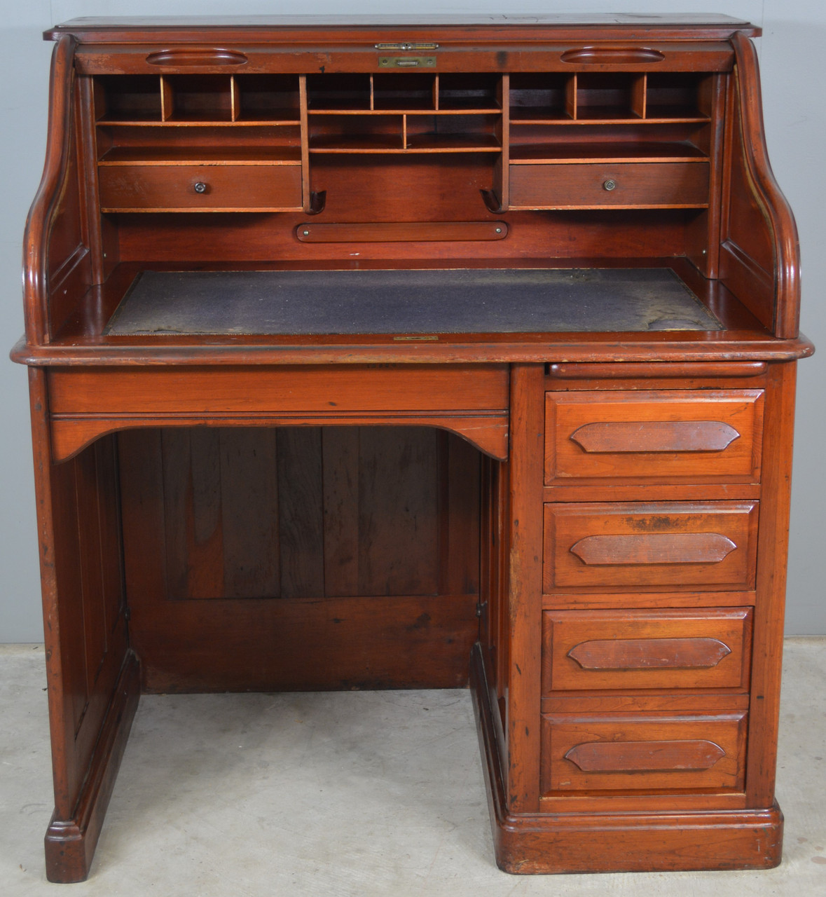 17884 Derby Victorian Cherry Roll Top Desk Maine Antique Furniture