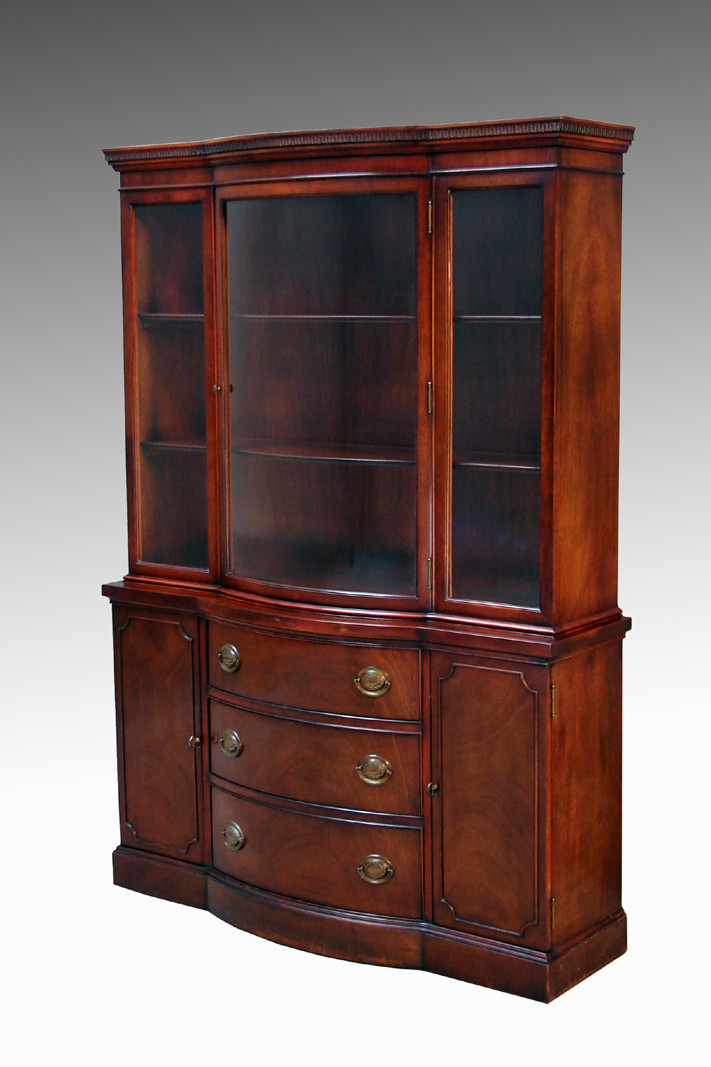 Sold Mahogany Curved Door Breakfront China Cabinet By Drexel