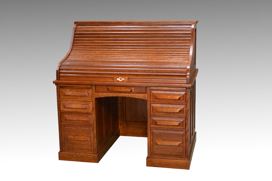 Sold Antique Victorian Oak Roll Top Desk By Cutler Maine Antique