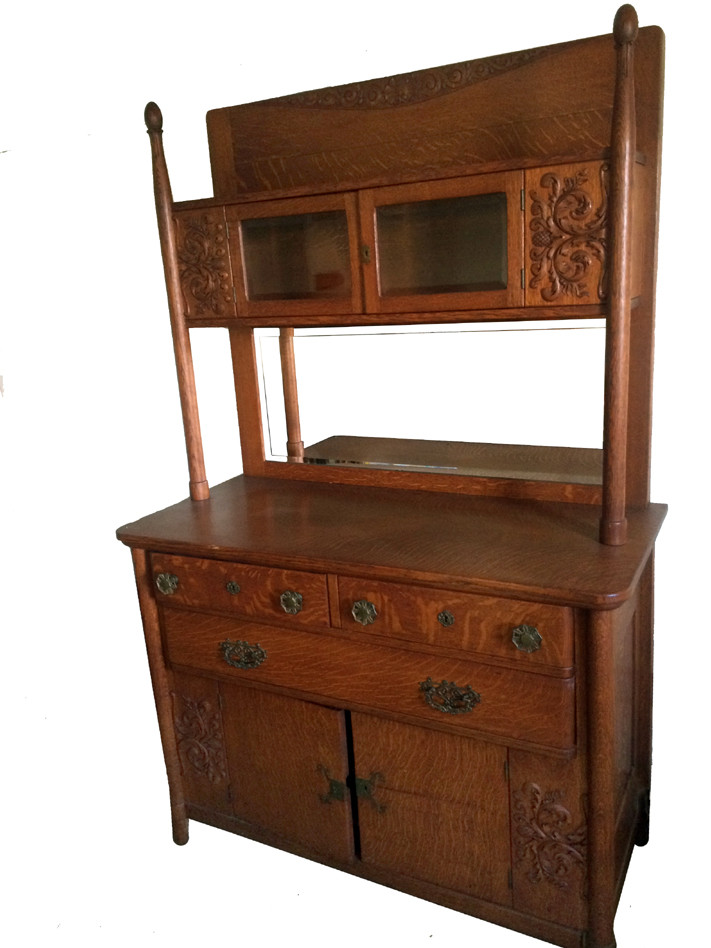 Sold Unusual Oak Curio Top Sideboard Paine Furniture Reduced