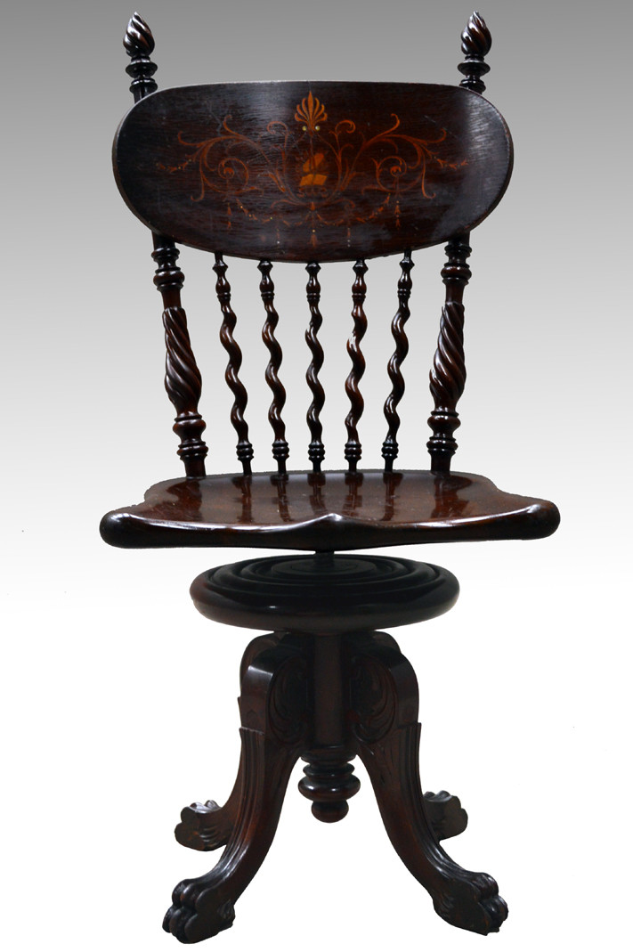 Sold Victorian Inlaid Piano Chair Ladies Desk Chair Maine