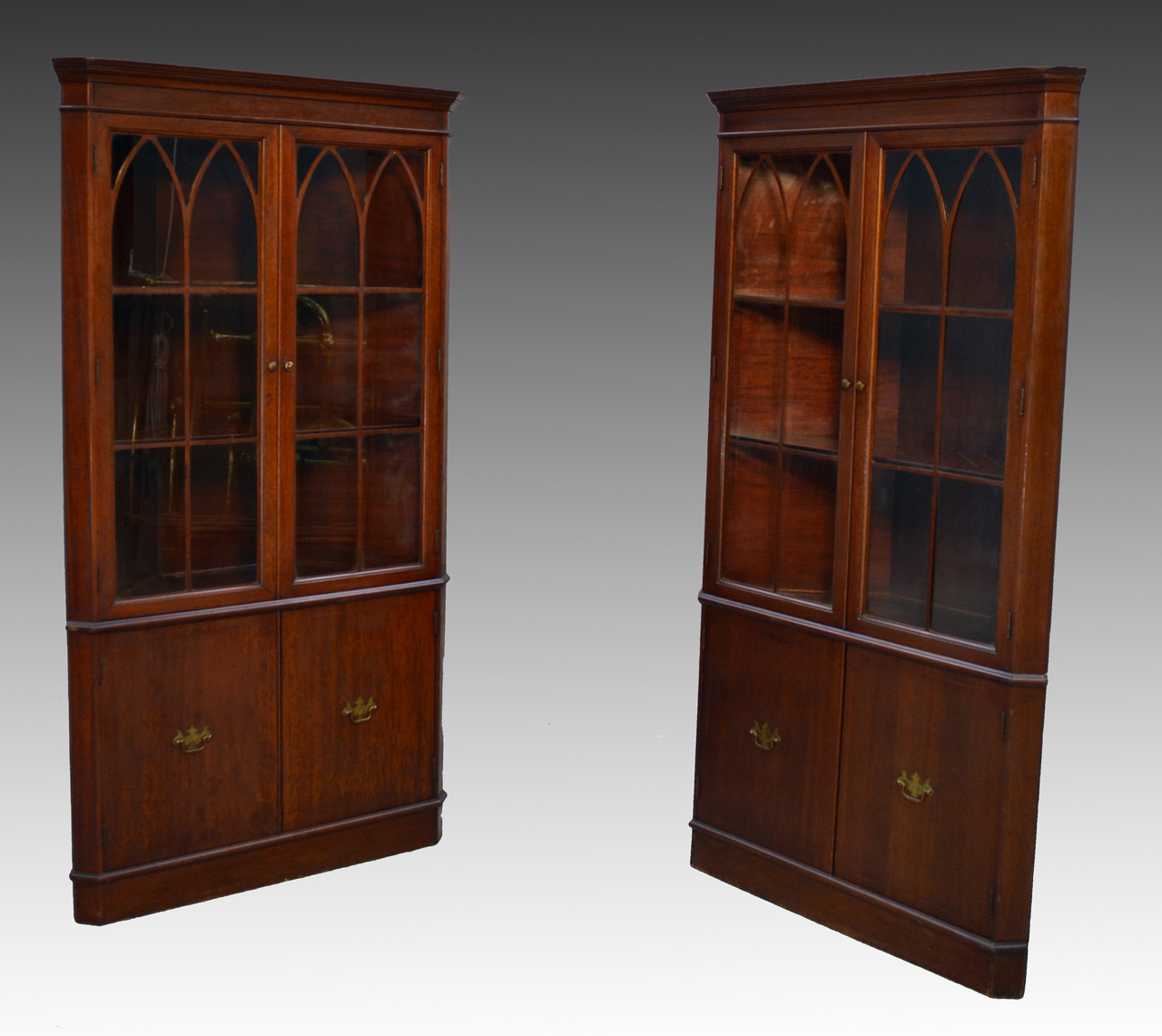 Sold Pair Of Mahogany Formal Duncan Phyfe Corner Cabinets Best