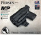 Perses Rare Earth Magnet Retention Holster for the Smith and Wesson Shield 9mm and 40 S&W Version 1.o and 2.0 and the Olight PL-Mini 2.  Shown in Tactical Black with 1.5" Black Belt Clip.  