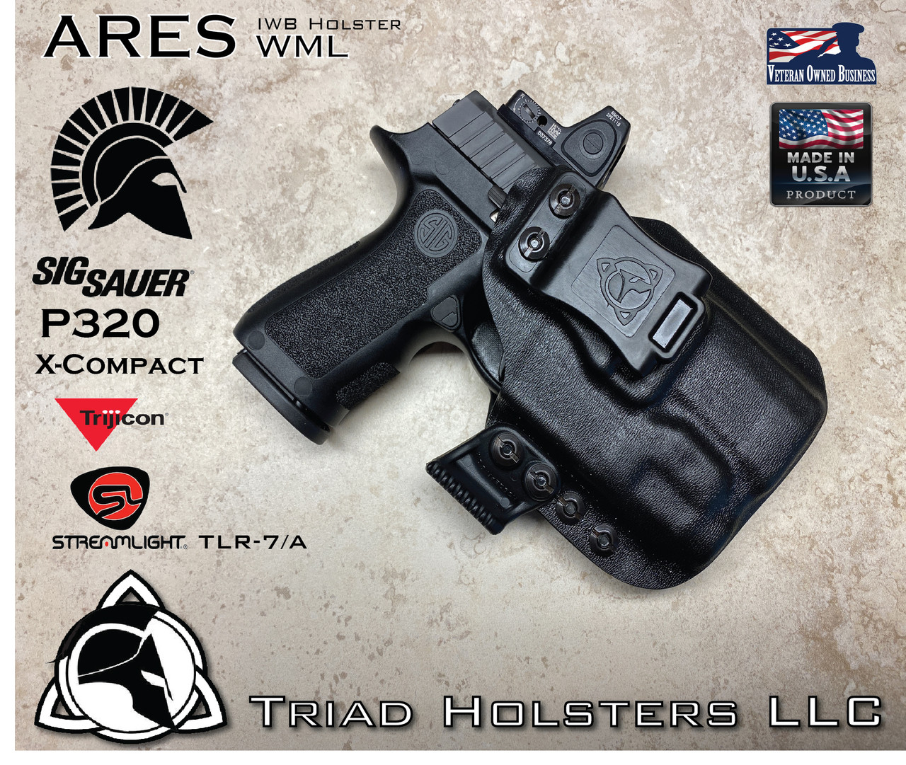 Black Kydex IWB Holster for SIG P320 X-Carry 