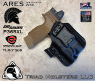  ARES WML  holster for the Sig Sauer P365XL and the Streamlight TLR7 SUB  in Tactical Black, Right Hand, with Red Dot, RMR option.