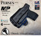 Perses Rare Earth Magnet Retention Holster for the Smith and Wesson Shield Plus 9mm and the Olight PL-Mini 2.  Shown in Tactical Black with 1.5" Black Belt Clip, No Talon Claw.  