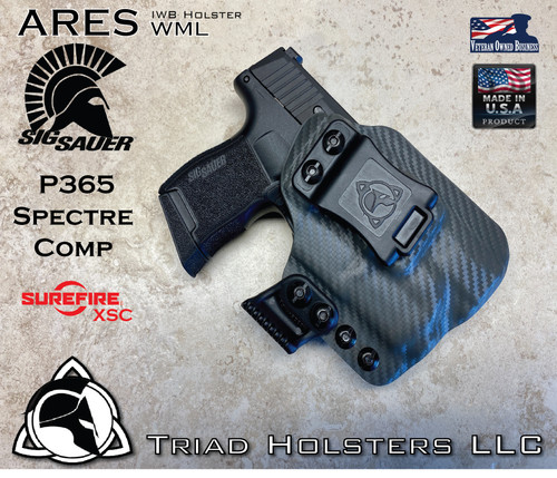 ARES WML Holster for the Sig Sauer P365 Spectre Comp and the Surefire XSC Compact Weapon Light. 