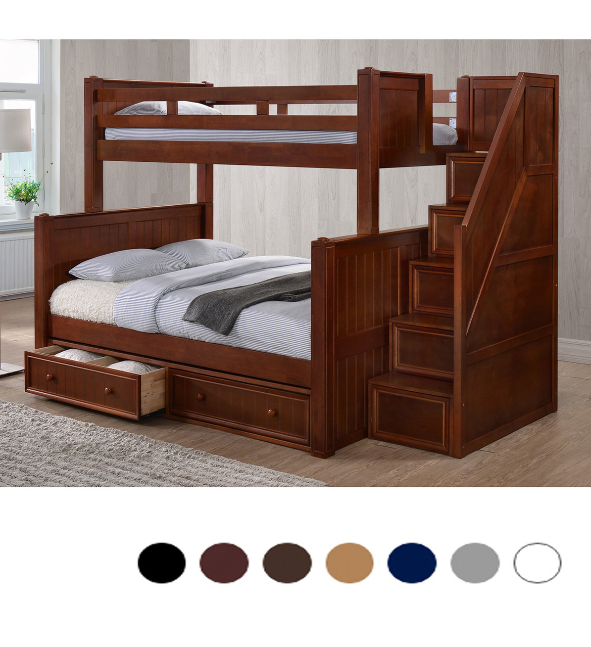 Dillon Twin Over Full Bunk Bed With Stairs Drawers Dillon Twin Over Full Bunk With Stairs