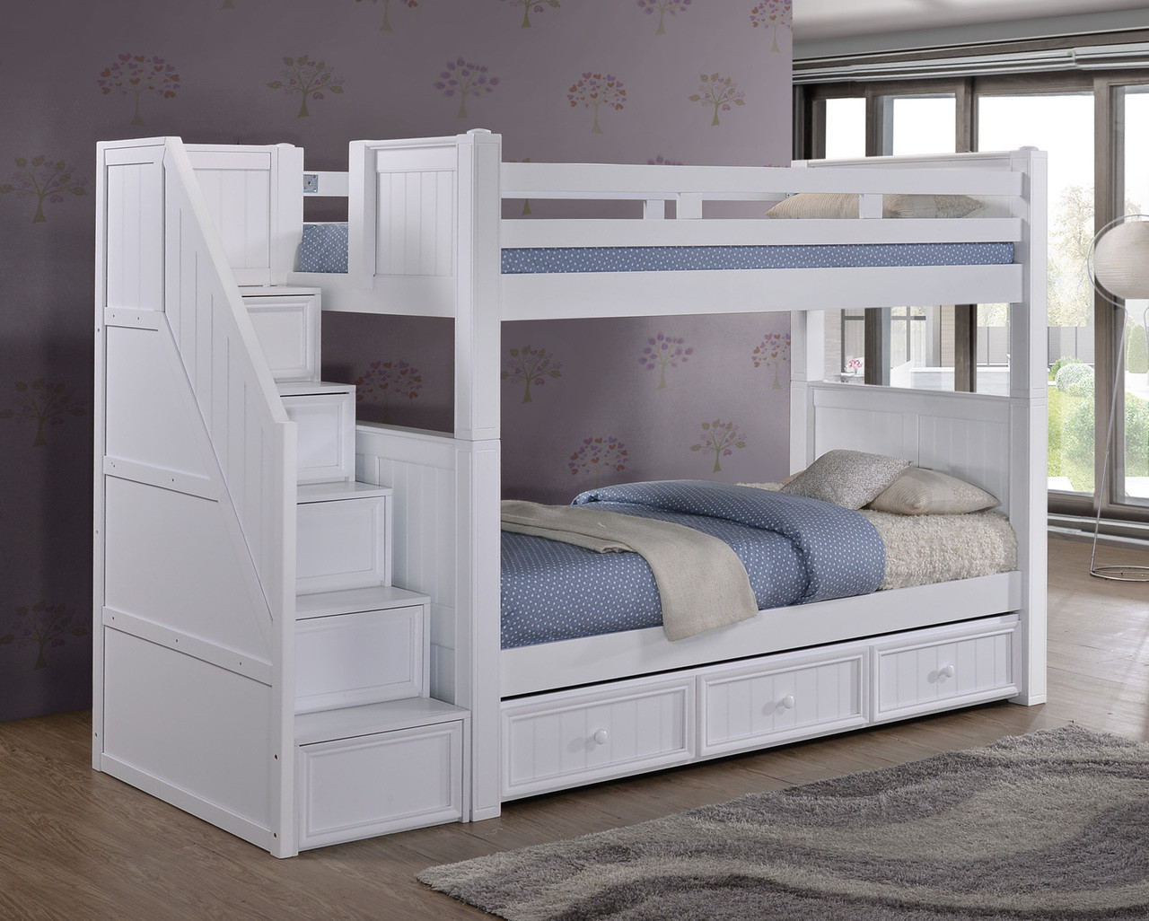 Dillon White Twin Bunk Bed With Storage Stairs   JY0161W CS White Twin Bunk Bed With Steps 3  32848.1493225626.1280.1280 