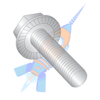 3/8-16 x 1 Serrated Hex Flanged Washer Indented Full Thread Screw 18-8 Stainless Steel