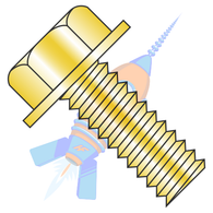 1/4-20x1/2 Unslotted Indented Hex Washer Head Machine Screw Fully Threaded Yellow ROHS