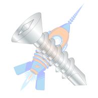12-14 x 2-1/2 Square Drive Flat Head Fully Threaded Self Drilling Screw Zinc