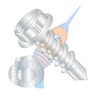 8-18 x 3/4 Slot Indented Hex Washer Serrated Self Drilling Screw Full Thread Zinc