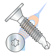 10-24 x 1-1/2 6 Lobe Wafer Head Self Drilling Screw Machine Screw Thread F/T Zinc