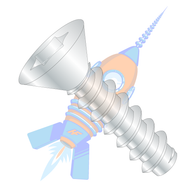 6-20 x 3/8 Six Lobe Flat Self Tapping Screw Type B Fully Threaded Zinc