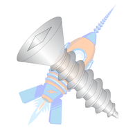 10-12 x 3/4 Square Flat Self Tapping Screw Type A Fully Threaded 18-8 Stainless Steel