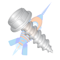 10-12 x 1-1/2 Slot Indent Hex Washer Self Tapping Screw Type A Fully Threaded 18 8 Stainless
