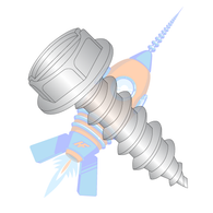 6-20 x 1 Slot Ind Hex Wash Self Tapping Screw Type A B Fully Threaded 18 8 Stainless Ste