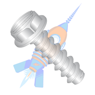 1/4-14 x 1-1/4 Slotted Indented Hex Washer Self Tapping Screw Type B Fully Thread 18 8 Stainles