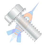 10-32 x 1/2 Unslotted Indented Hex Head External Sems Machine Screw Full Threaded Zinc