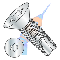 8-32 x 1/2 6 Lobe Flat Thread Cutting Screw Type 23 Fully Threaded Zinc