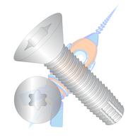 1/4-20 x 2-1/4 Six Lobe Flat Thread Cutting Screw Type F Fully Threaded 18-8 Stainless Steel