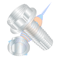 1/2-13 x 1-1/2 Slot Indent Hex Washer Serrated Thread Cut Screw Type F Full Thread Zinc