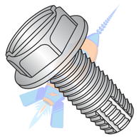 8-32 x 1 Slotted Indented Hex Washer Thread Cut Screw Type F Full Thread 410 Stainless St