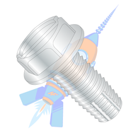 3/8-16 x 2-1/2 Slotted Indented Hex Washer Thread Cutting Screw Type F Fully Threaded Zinc And