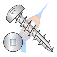 8-11 x 3/4 #2 Square Drive Pan Head Deep Thread Screw Type 17 Full Thread Zinc