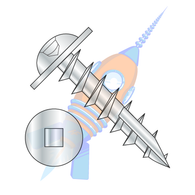 8 x 1 Square Drive Round Washer Head Deep Thread Wood Screw Type 17 Full Thrd Zinc