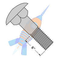 1/2-13 x 10 Carriage Bolt Galvanized Partially Threaded Under Sized Body
