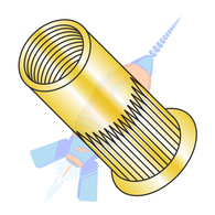 M10 x 1.50 x 6.06 Metric Thin Head Round Open End Ribbed Rivet Nut Steel Zinc Yellow Zinc